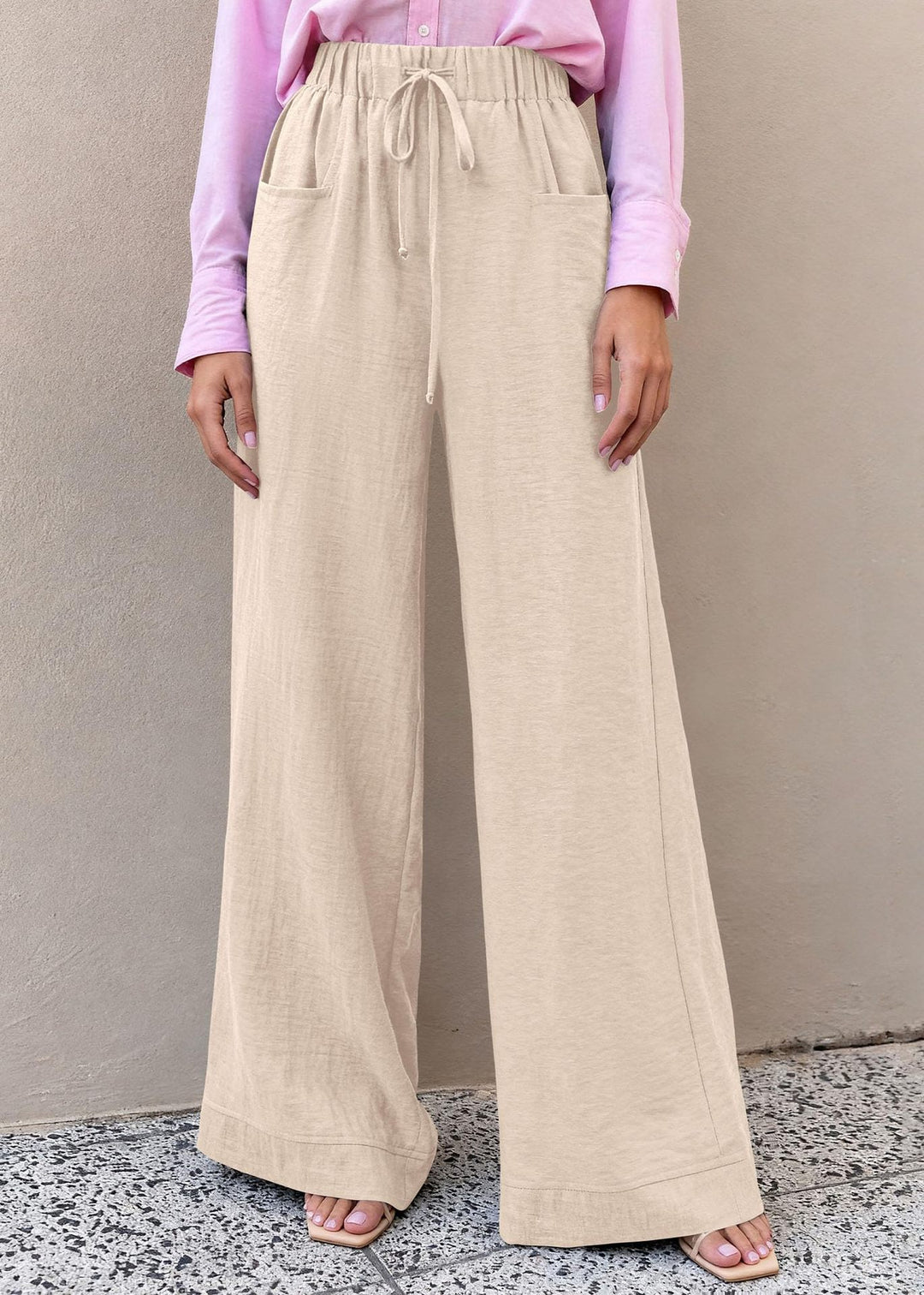 Damen Weit geschnittene Sommerhose mit elastischem Bund und frontalen Taschen Drune