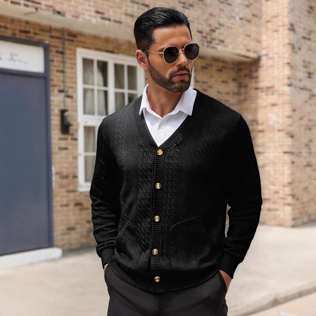 Herren Modischer Strickcardigan mit praktischen Taschen und einzigartiger Textur Drune