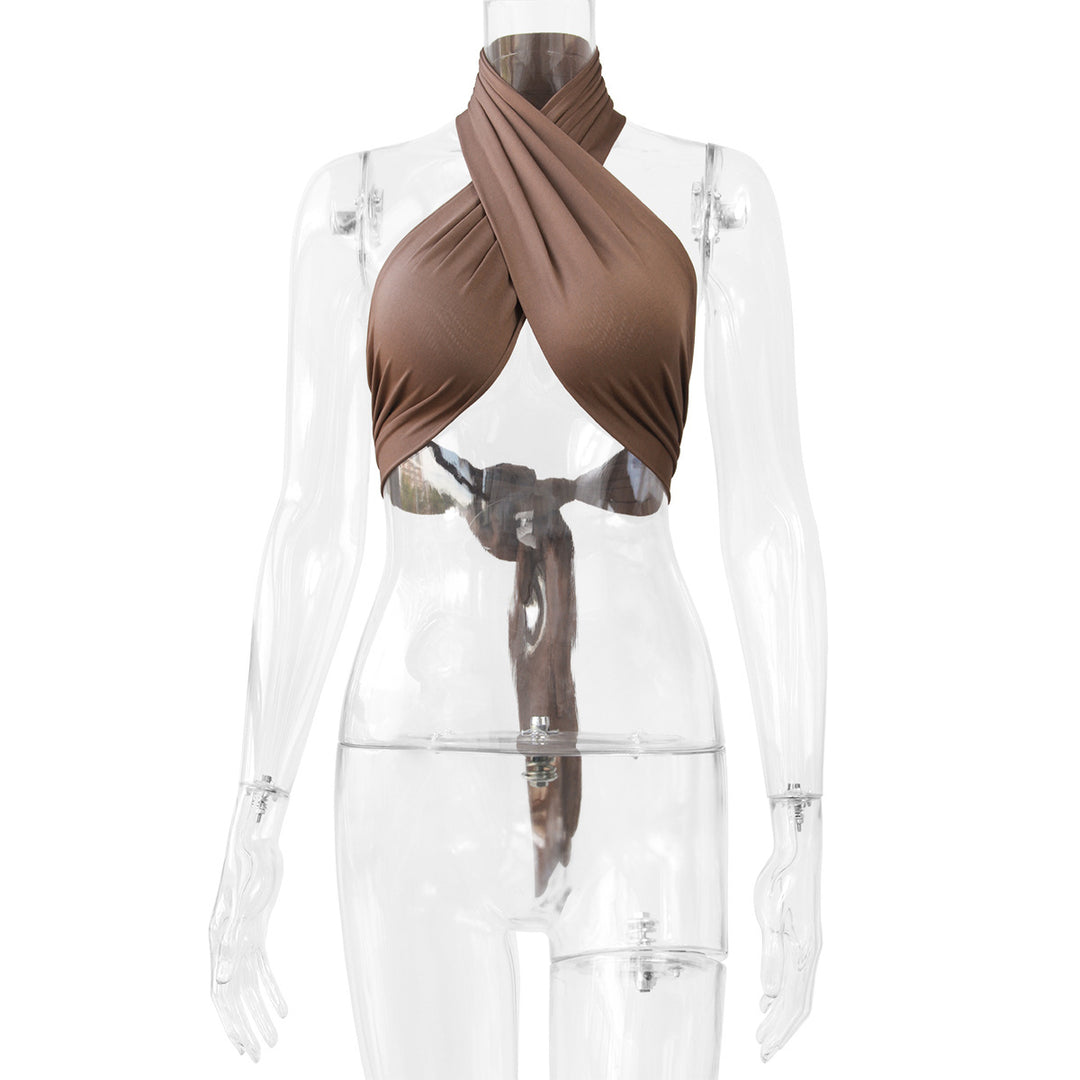 Damen Figurumspielendes Wickeloberteil mit raffiniertem Halterdesign Drune