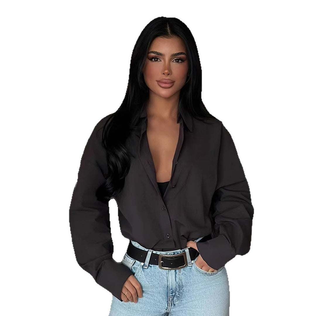 Damen elegant geschnittene Bluse mit Knopfleiste Drune