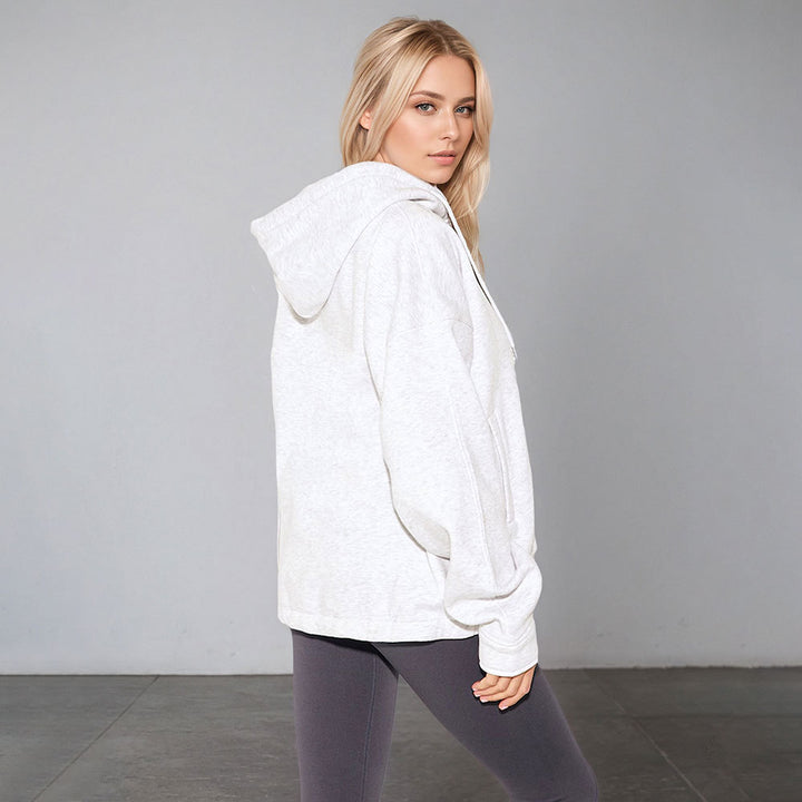 Damen Oversized Kapuzenpullover mit Kordelzug und seitlichen Taschen Drune
