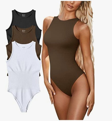 Damen nahtloser Badesuit mit sportlichem Schnitt und rippstrukturiertem Design Drune