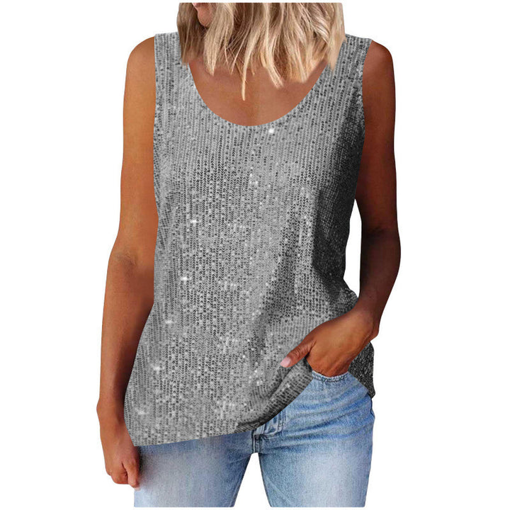 Damen glitzerndes Oberteil mit schimmerndem Stoff und figurfreundlichem Schnitt Drune