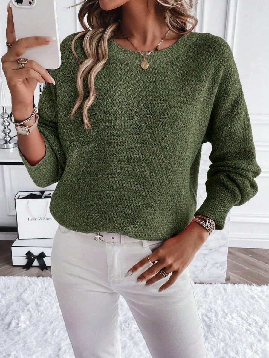 Damen Weicher Feinstrickpullover mit lässigem Rundhalsausschnitt Drune
