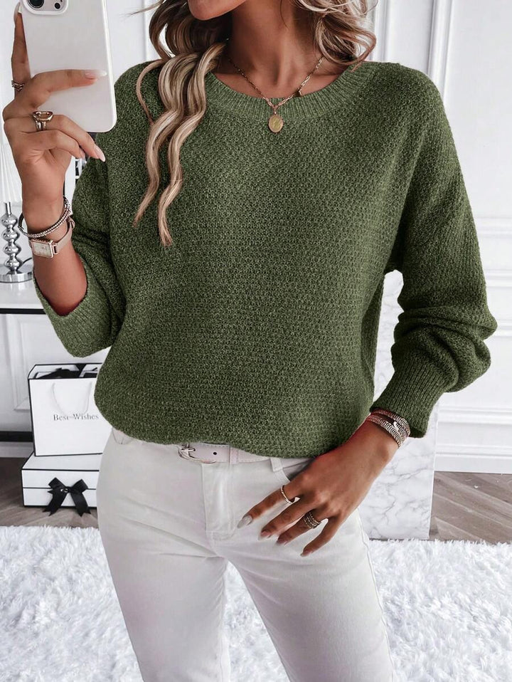 Damen Weicher Feinstrickpullover mit lässigem Rundhalsausschnitt Drune