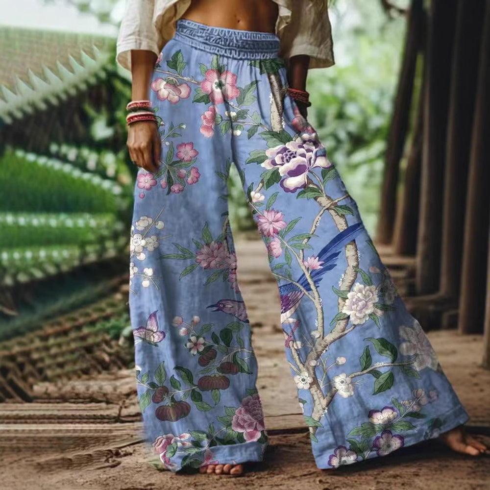 Damen Weite Palazzohosen mit floralem Druck Drune