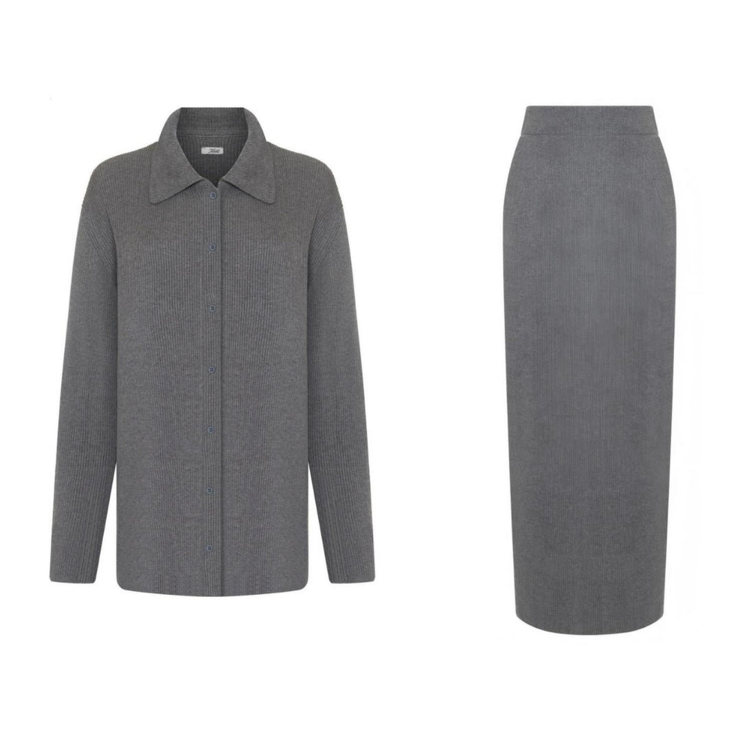 Damen Langer Strickmantel mit Taschen und offener Front Drune