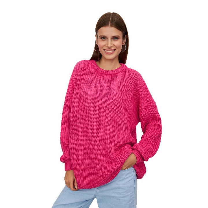 Damen Grobstrickpullover mit lässigem Schnitt und weitem Kragen Drune