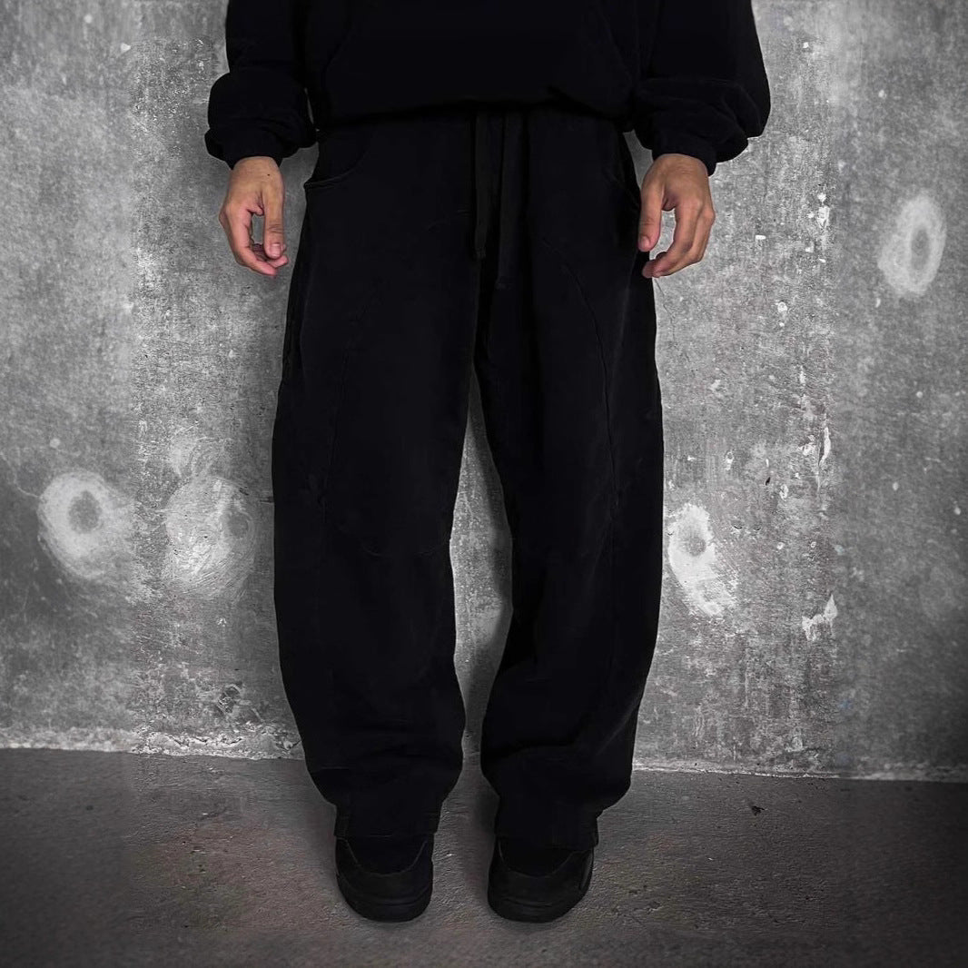Damen lässige Stoffhose mit elastischem Bund und voluminösen Seitentaschen Drune