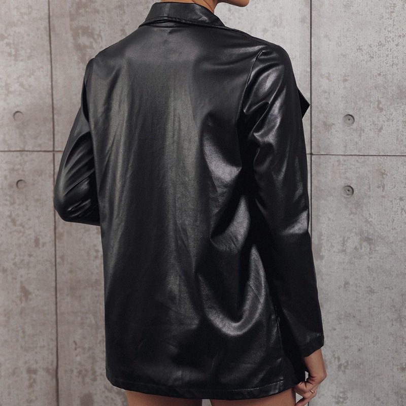 Drune | Leder Blazer Jacke - Elegant & Kühn - Offene Vorderseite - Schickes Herbst & Winter Layering