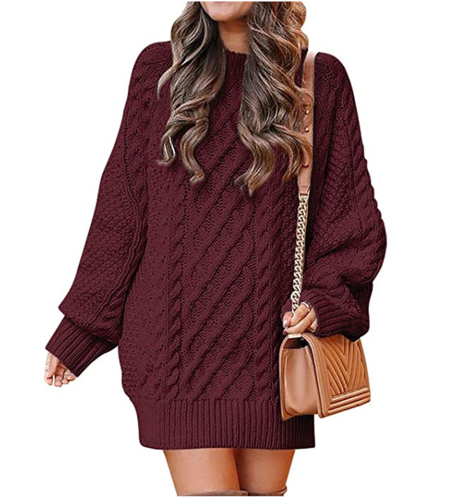 Damen Oversize-Strickpullover mit Zopfmuster Drune