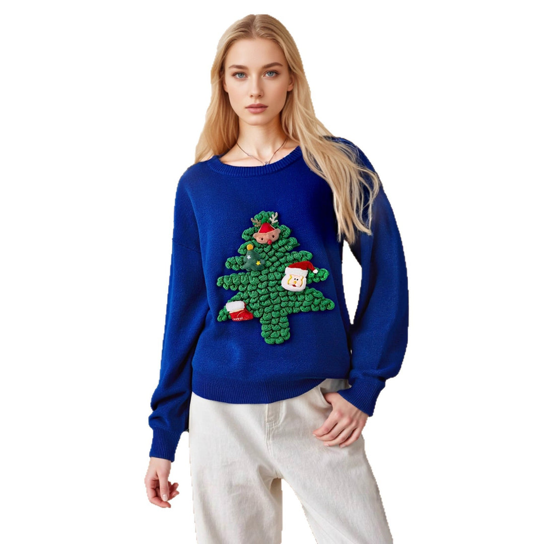 Damen Weihnachts-Pullover mit 3D-Tannenbaum-Design Drune