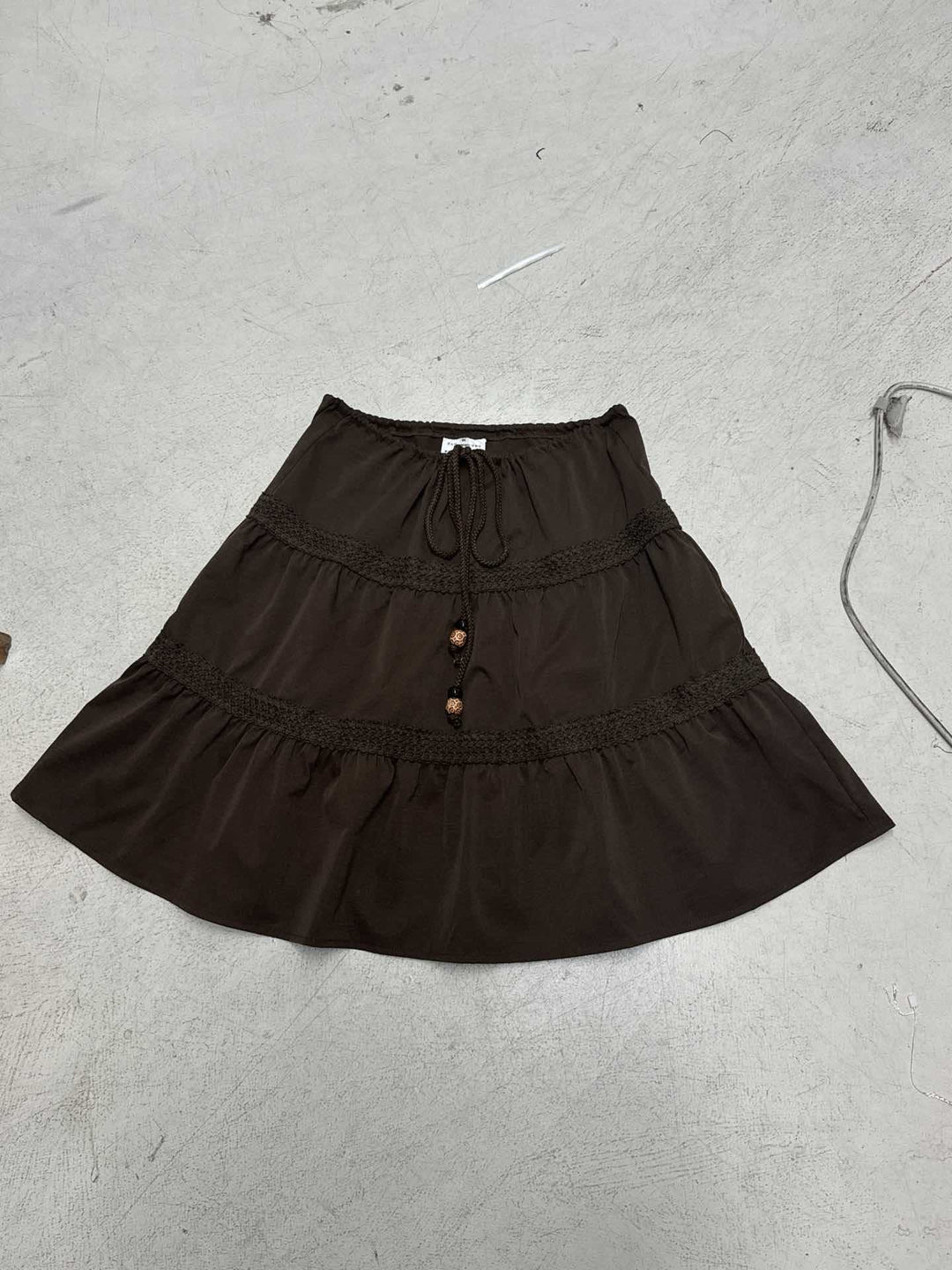 Damen Rock mit voluminösem Rüschensaum und verstellbarem Taillenband Drune
