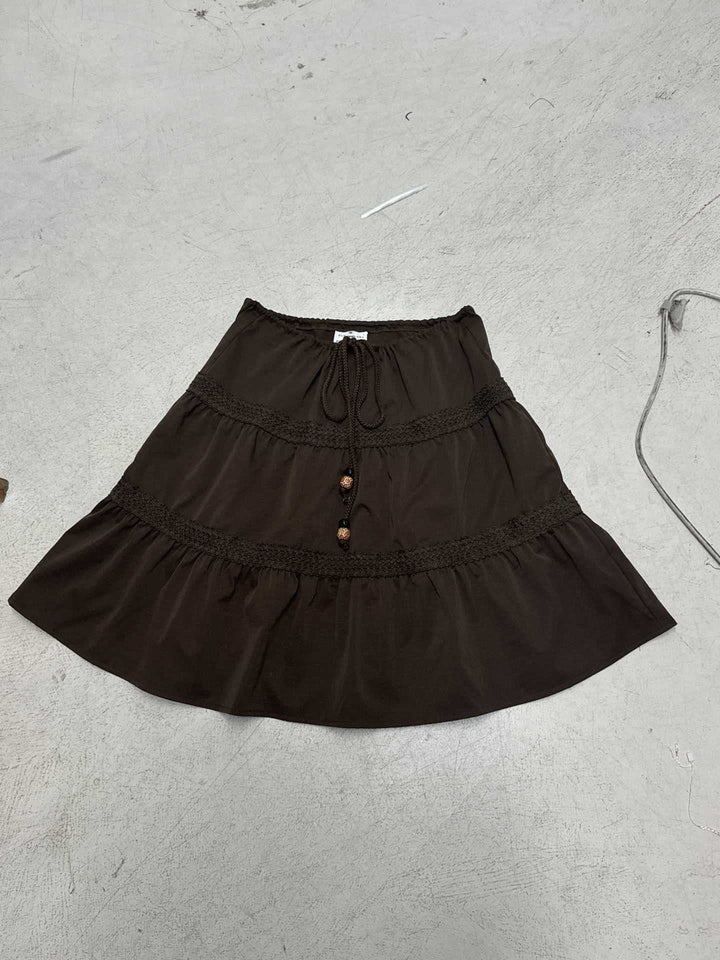 Damen Rock mit voluminösem Rüschensaum und verstellbarem Taillenband Drune
