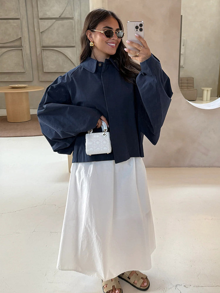 Damen Oversized Bluse mit dekorativen Puffärmeln Drune