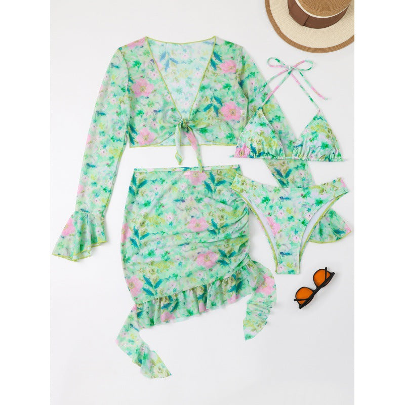 Damen Bikiniset mit floralem Design und eleganten Rüschendetails Drune