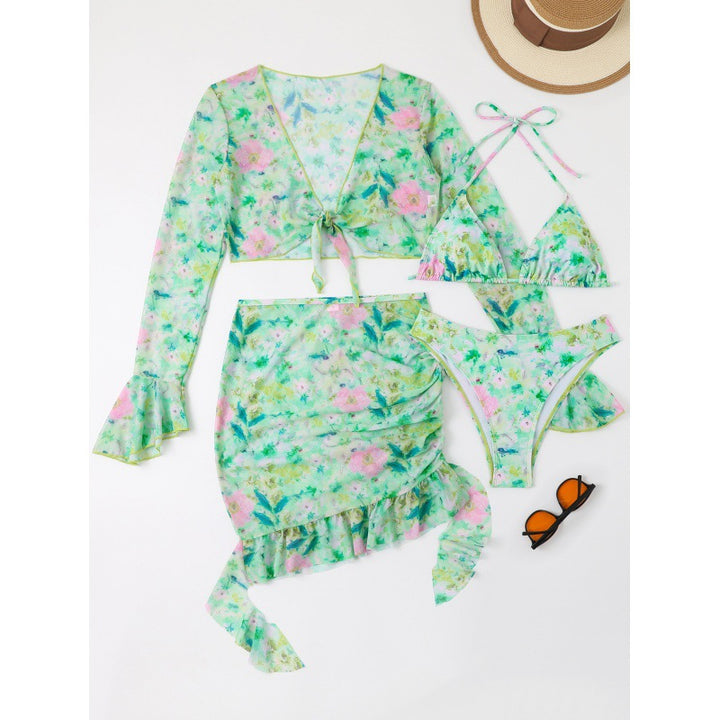 Damen Bikiniset mit floralem Design und eleganten Rüschendetails Drune