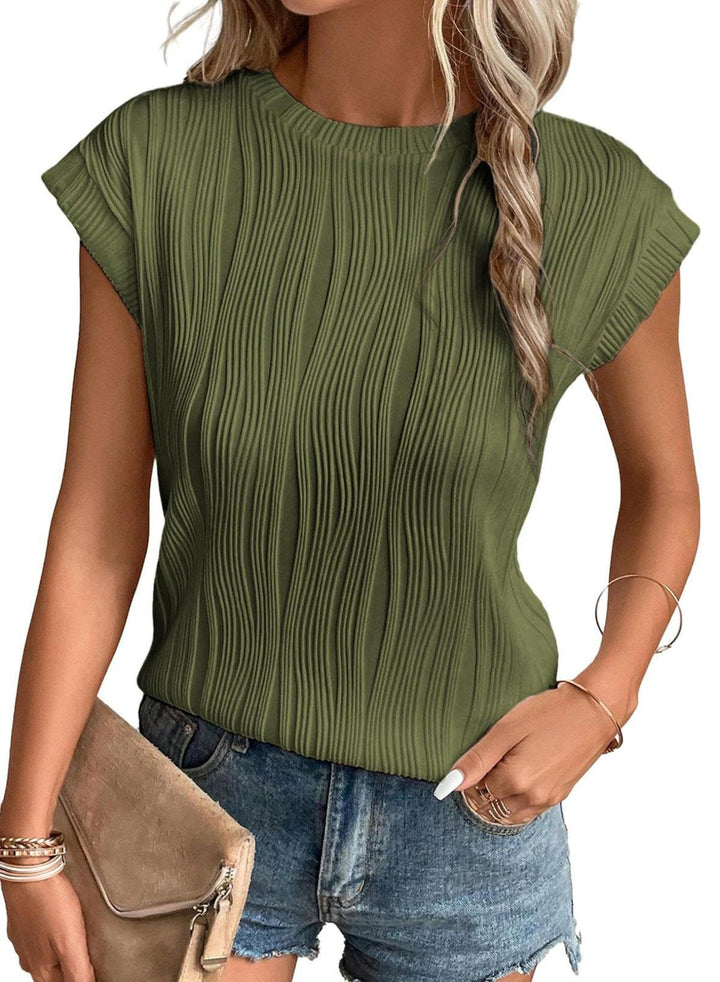 Drune | Einfarbiges Rundhalsausschnitt Loose Kurzarm T-Shirt Top