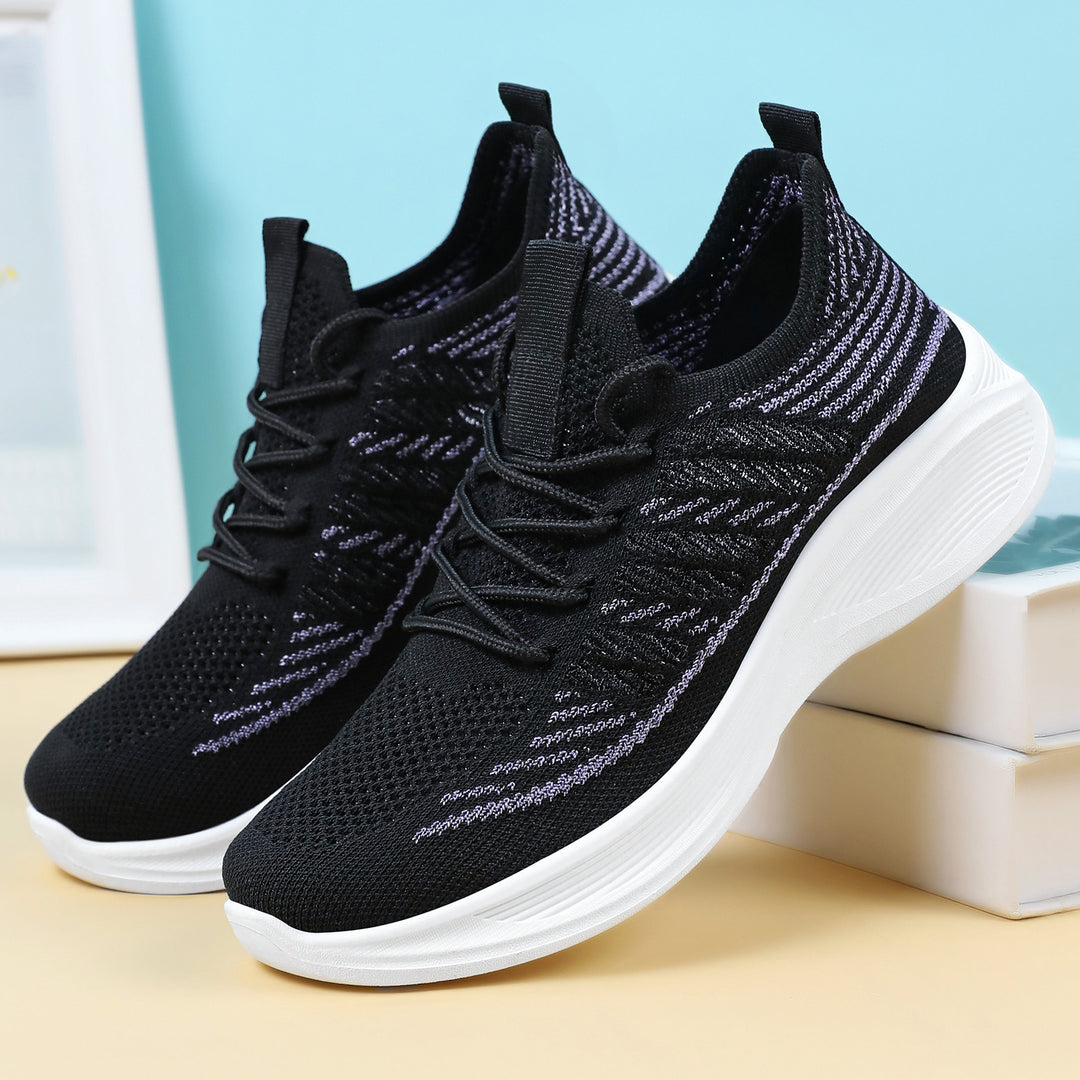 Damen nan ergonomischer Strick-Comfort-Sneaker mit gezielter Belüftung, elastischem Schlupfschaft und stoßabsorbierender Keilsohle Drune