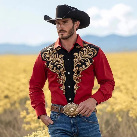 Herren Cowboyhemd mit aufwendiger Stickerei Drune
