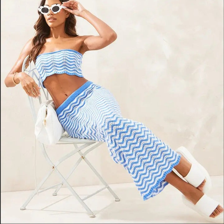 Damen Bandeau-Kleid mit schickem Häkel-Design Drune