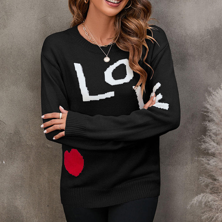 Damen Designer Pullover mit Schriftzug Drune
