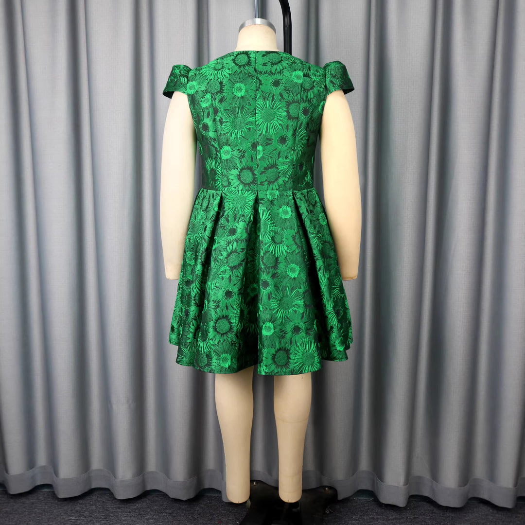 Damen A-Linien Kleid mit floralen Mustern und Wickeloberteil Drune
