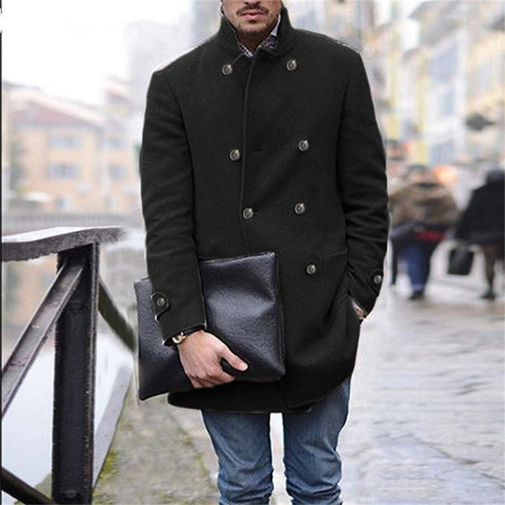 Herren eleganter Wintermantel mit doppelter Knopfleiste und wärmendem Innenfutter Drune