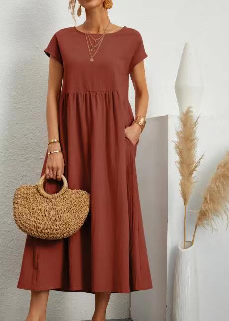 Damen Midikleid mit lässigem Schnitt und seitlichen Taschen Drune