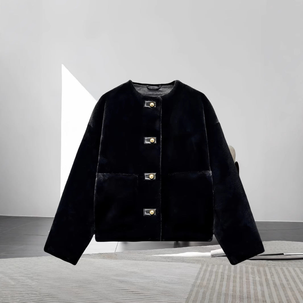 Damen weiche und luxuriöse Jacke aus Kunstfell Drune