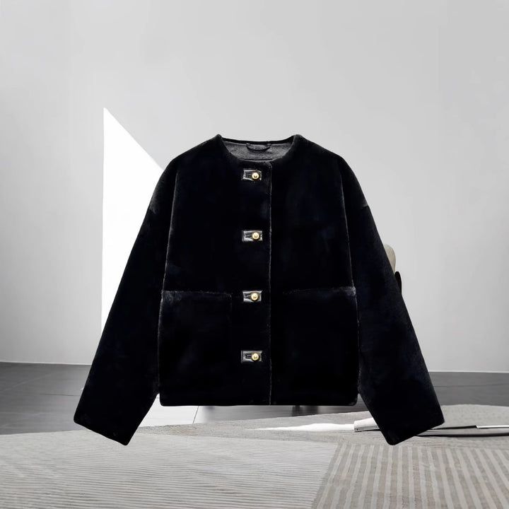 Damen weiche und luxuriöse Jacke aus Kunstfell Drune