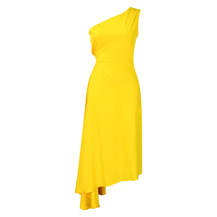 Damen asymmetrisches Wickelkleid mit einem Schulterdesign Drune