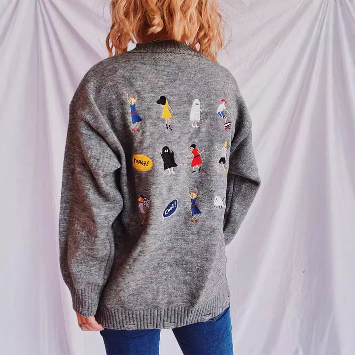 Damen pullover mit bunten Stickmotiven und lässigem Schnitt Drune