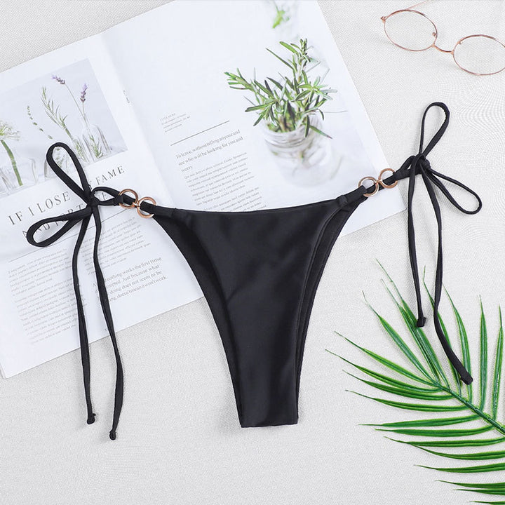 Damen Bikiniunterteil mit verstellbaren Bindebändern und elegantem Ringdetail Drune