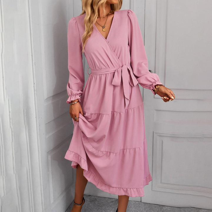 Damen Wickelkleid mit Volantärmeln und elegantem Schnitt Drune