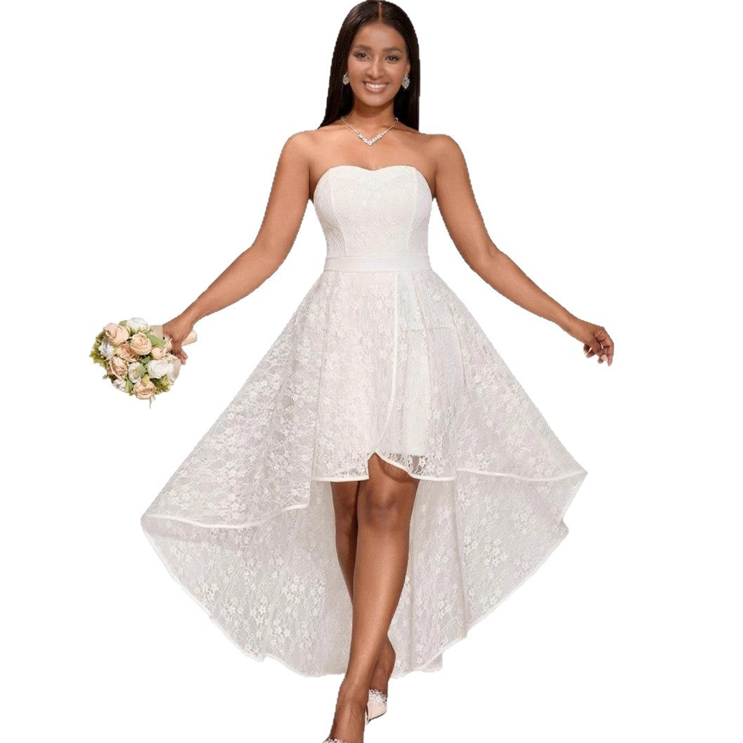Damen Elegantes Hochzeitskleid mit asymmetrischem Saum Drune