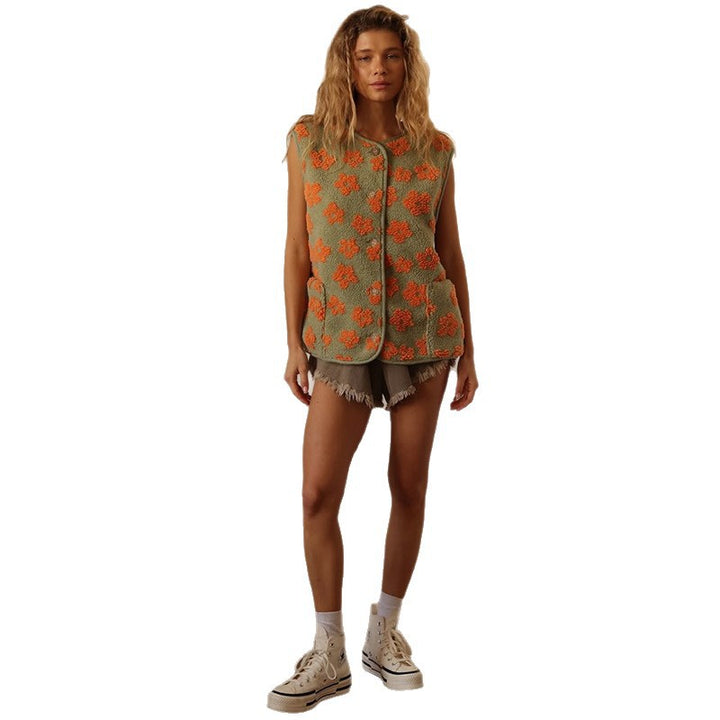 Damen Weste im gemütlichen Strickdesign mit floralen Mustern Drune