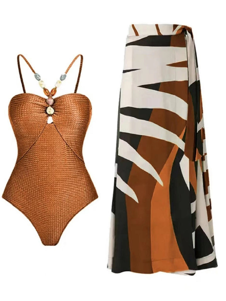 Damen Badeanzug mit trendigem Cut-Out und elegantem Wickelrock Drune