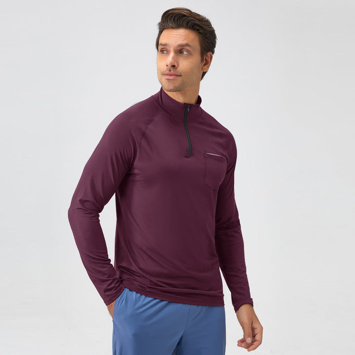 Herren Funktions-Langarmshirt mit hohem Kragen und praktischem Reißverschluss Drune