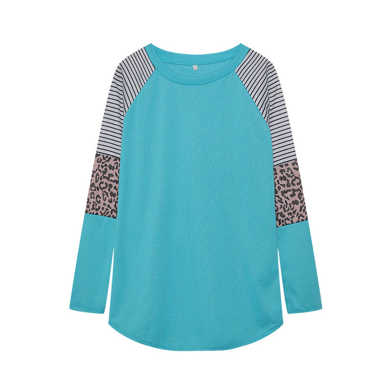 Damen Sportliches Langarmshirt mit tierischem Muster und modernem Streifendesign Drune