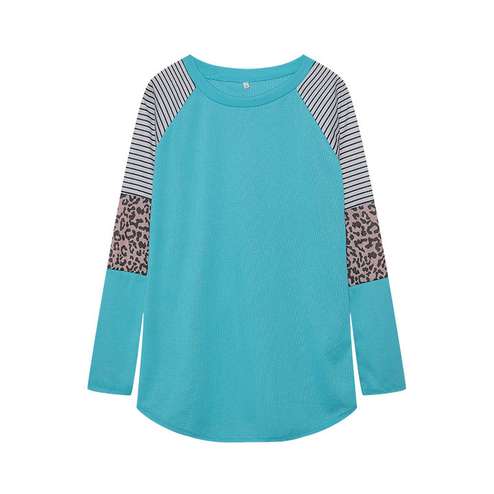 Damen Sportliches Langarmshirt mit tierischem Muster und modernem Streifendesign Drune