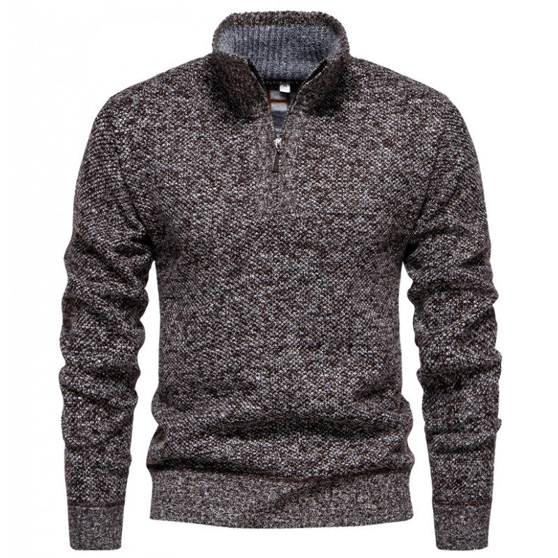 Herren Strickpullover mit halbem Reißverschluss und modischem Strukturdesign Drune