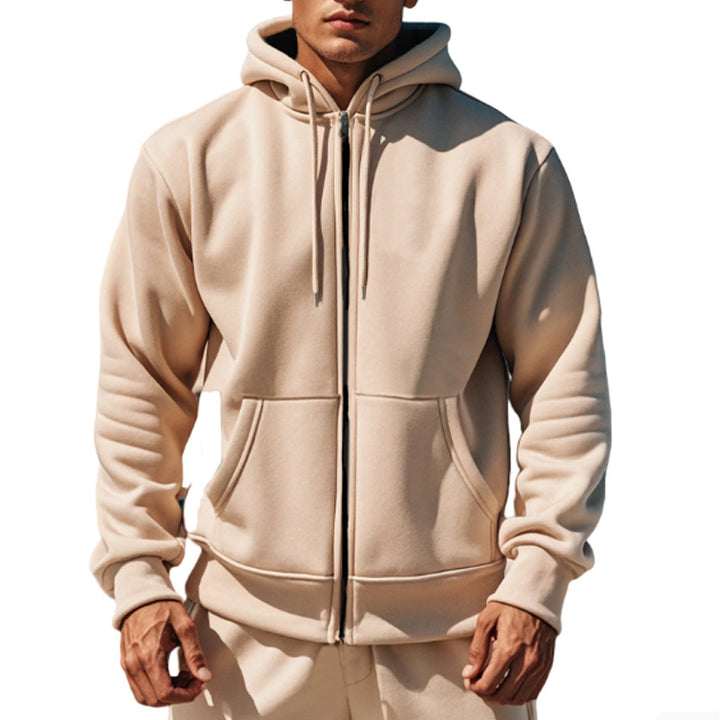 Herren gemütlicher Kapuzenpullover mit Reißverschluss und Taschen Drune