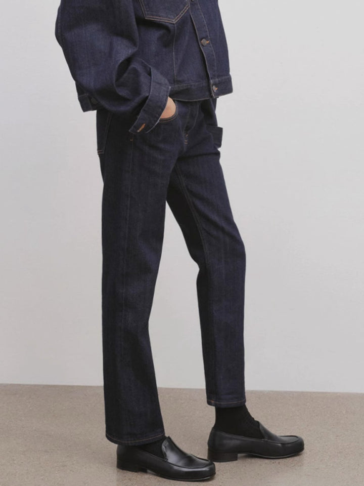 Damen gerade geschnittene Jeans mit hohem Bund Drune
