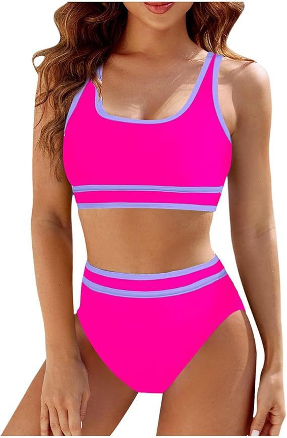 Damen Sportliches Bikini-Set mit hoch geschnittenem Unterteil und sportlichem Oberteil Drune