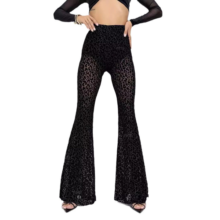 Damen Hoch taillierte Leoparden-Hose mit weitem Bein Drune