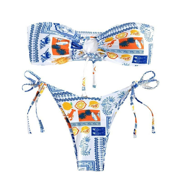 Damen Bandeau-Bikini mit verspieltem Muster Drune
