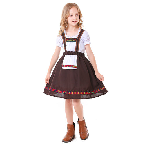 Damen nan traditionelles Mädchen-Dirndlkleid mit Schürze und dekorativen Stickereien Drune