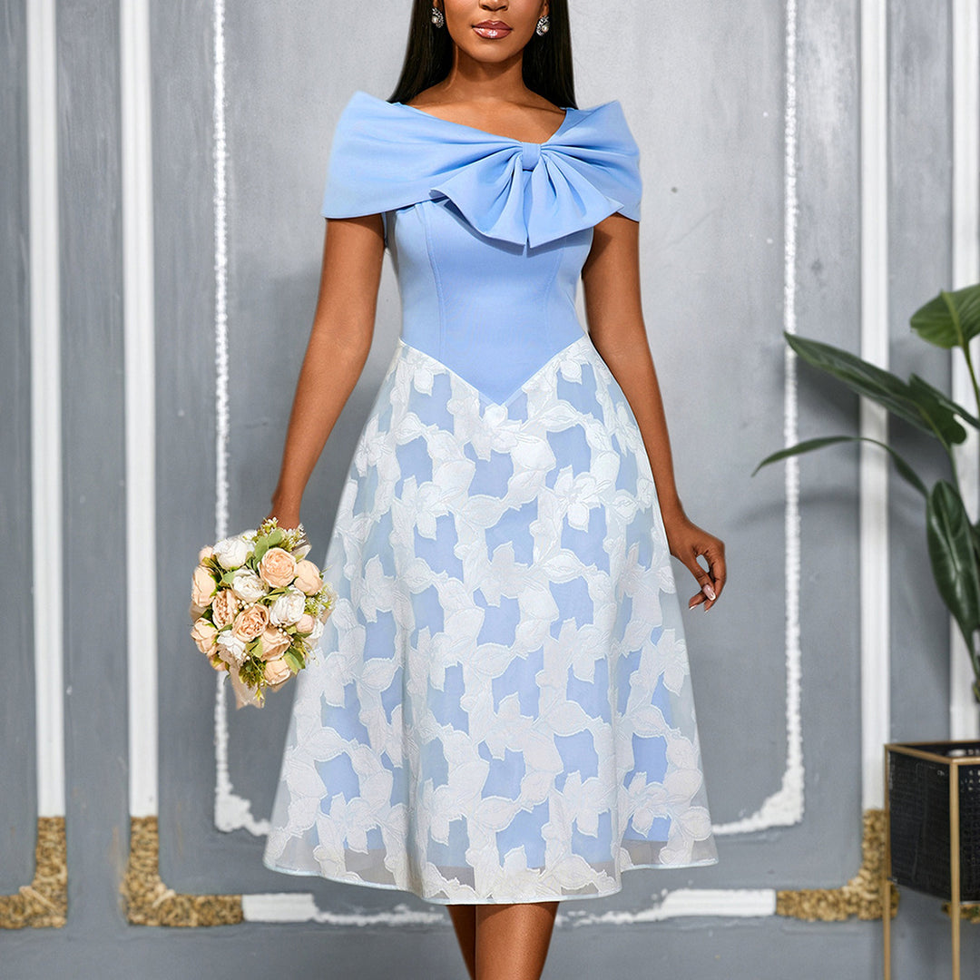 Damen festliches Cocktailkleid mit raffiniertem Überwurf und elegantem Rock Drune