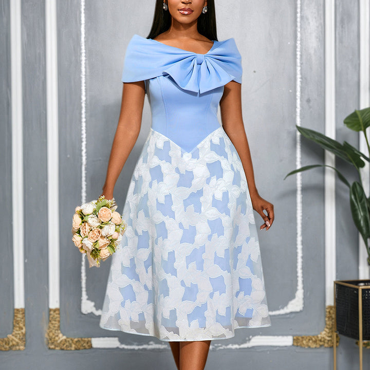 Damen festliches Cocktailkleid mit raffiniertem Überwurf und elegantem Rock Drune